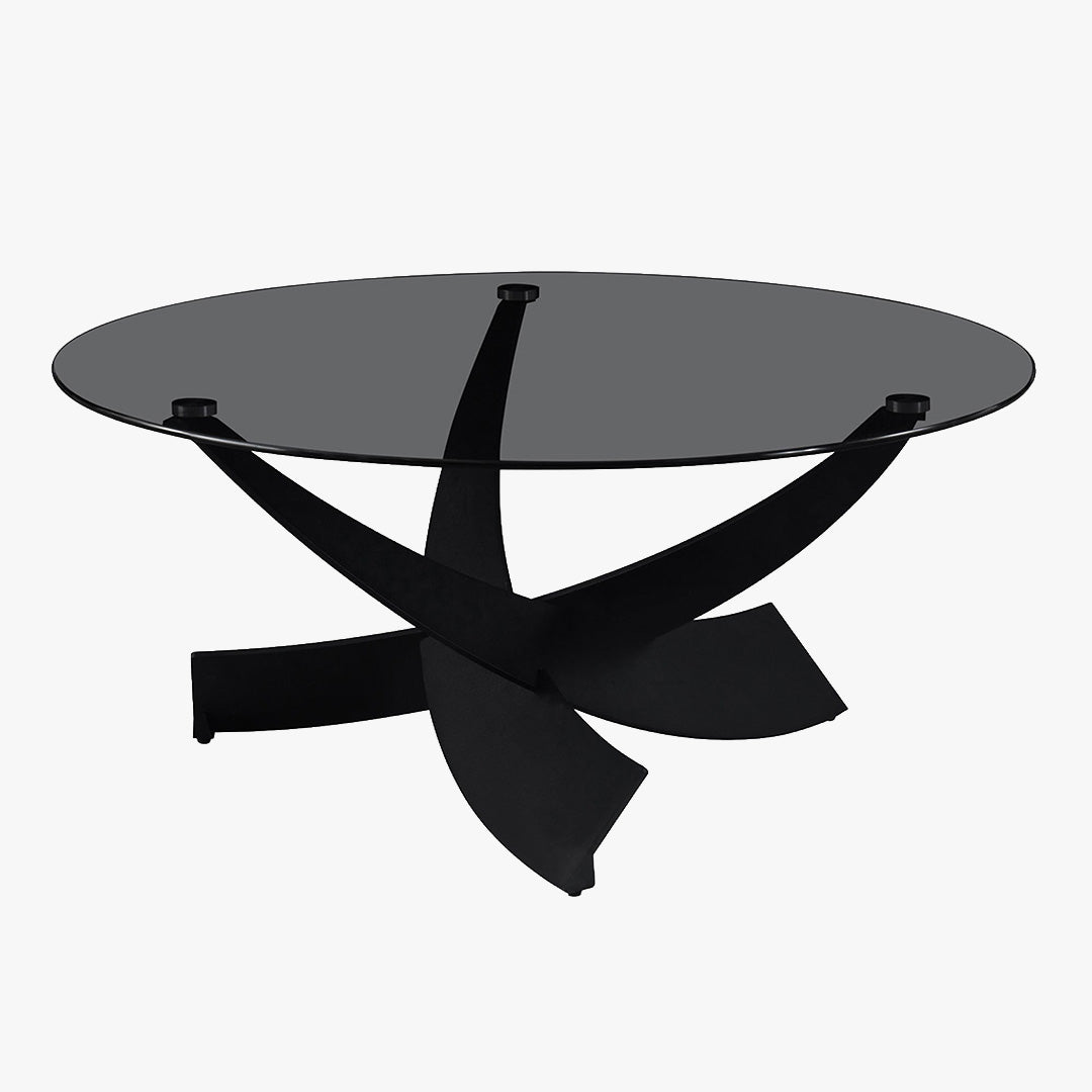 WESTON Table basse en verre teinté pieds croisés noir
