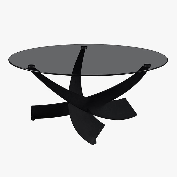 WESTON Table basse en verre teinté pieds croisés noir