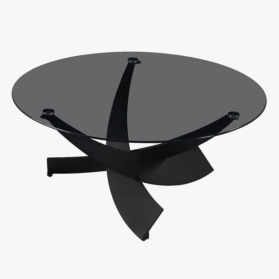 WESTON Table basse en verre teinté pieds croisés noir