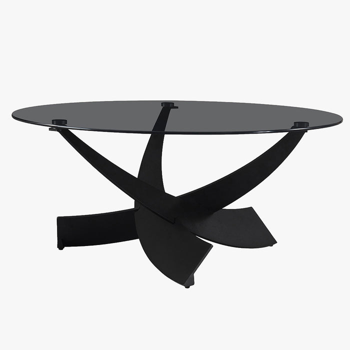 WESTON Table basse en verre teinté pieds croisés noir