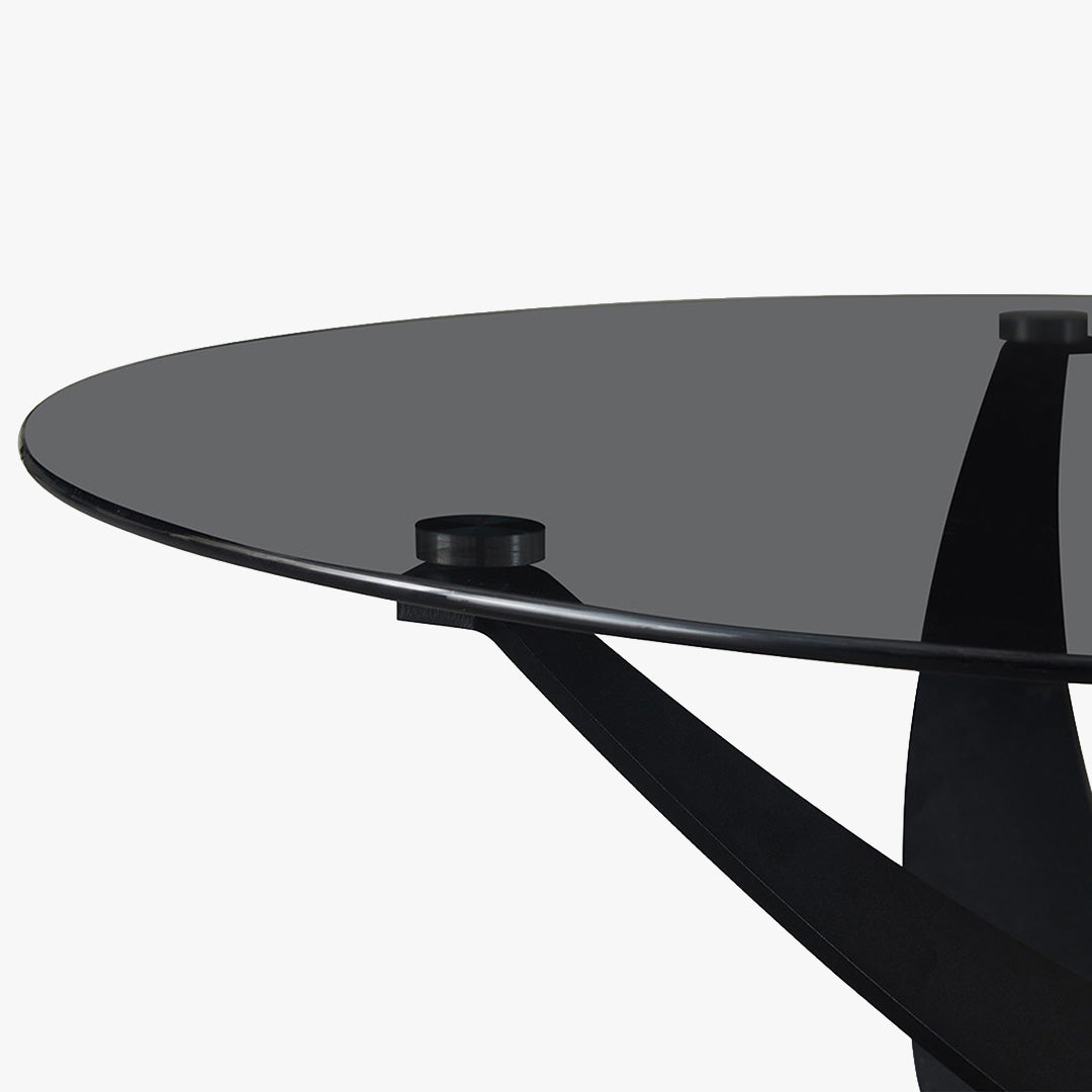 WESTON Table basse en verre teinté pieds croisés noir