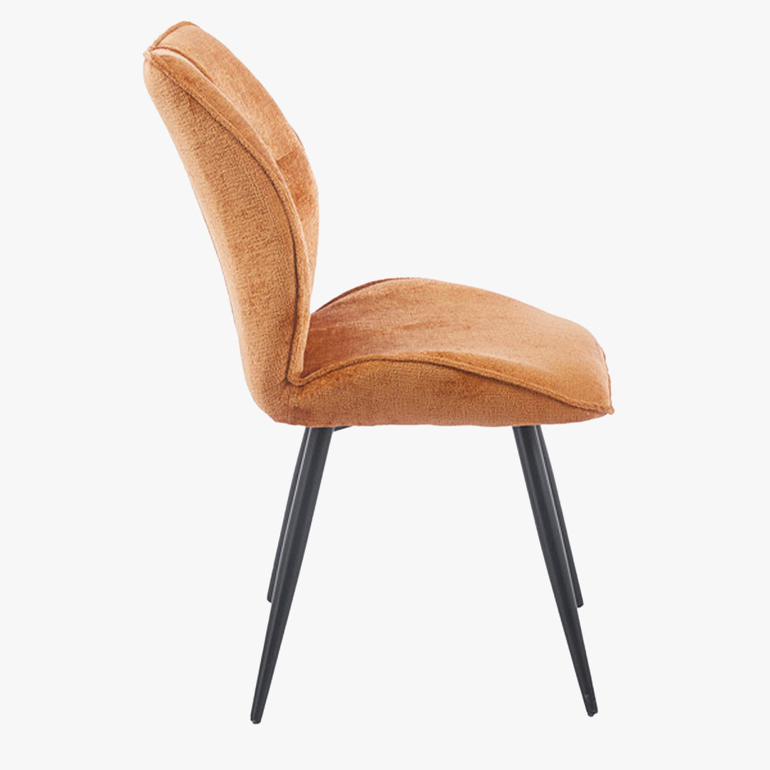 FAYE Lot de 2 chaises en tissu orange pieds en métal noir