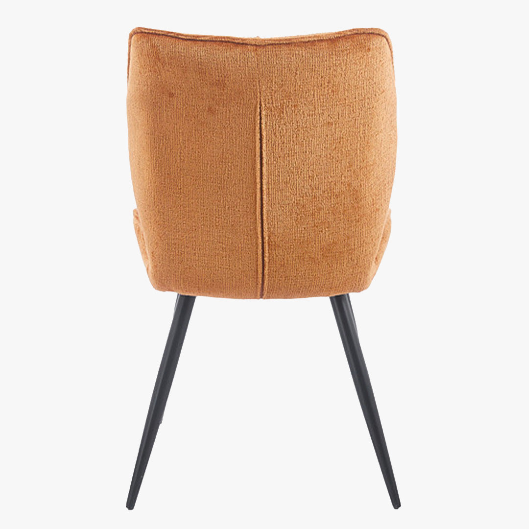 FAYE Lot de 2 chaises en tissu orange pieds en métal noir