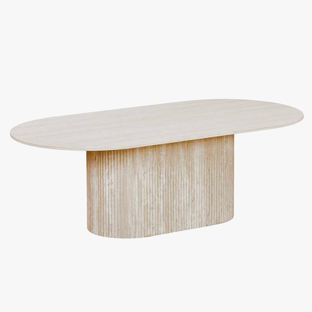 GAEL Table basse ovale en céramique beige 120 cm