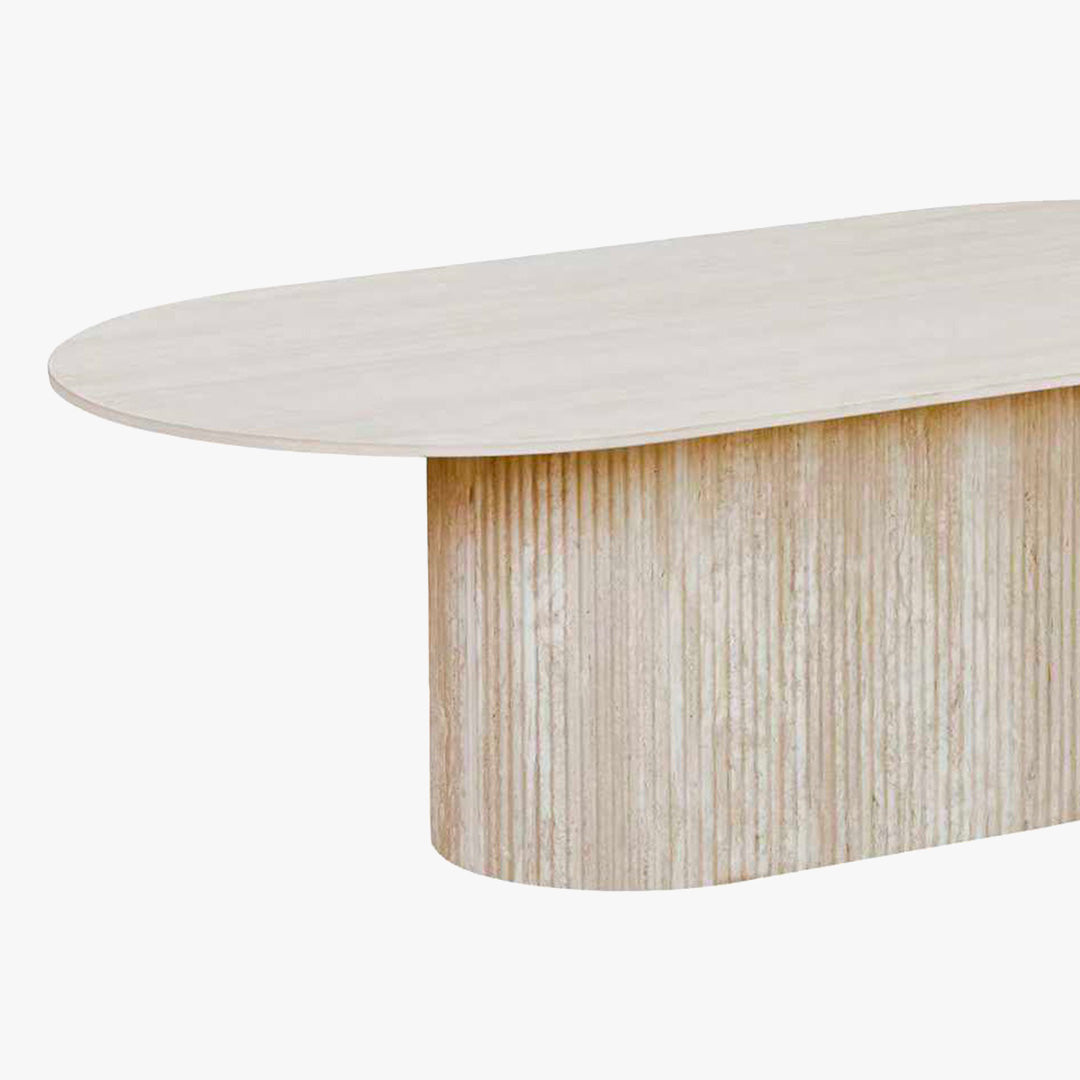 GAEL Table basse ovale en céramique beige 120 cm