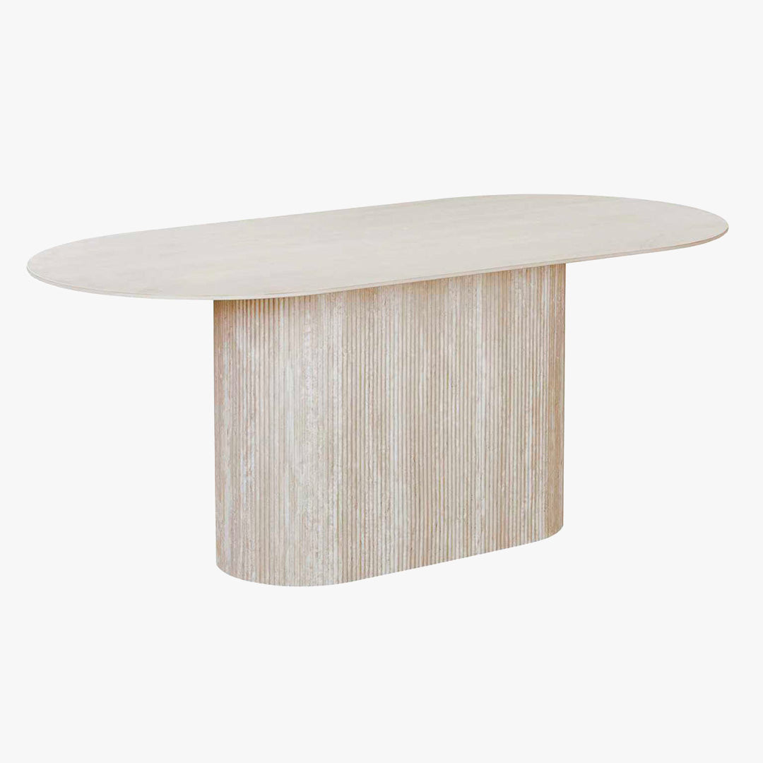 GAEL XL Table à manger ovale en céramique beige 180 cm