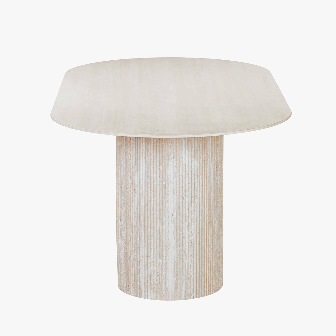 GAEL XL Table à manger ovale en céramique beige 180 cm