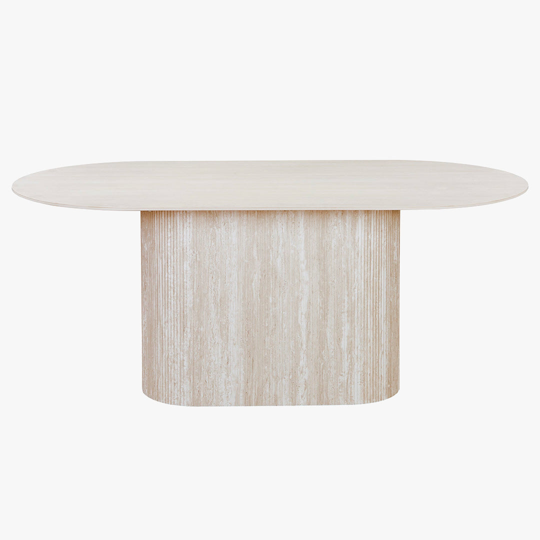 GAEL XL Table à manger ovale en céramique beige 180 cm