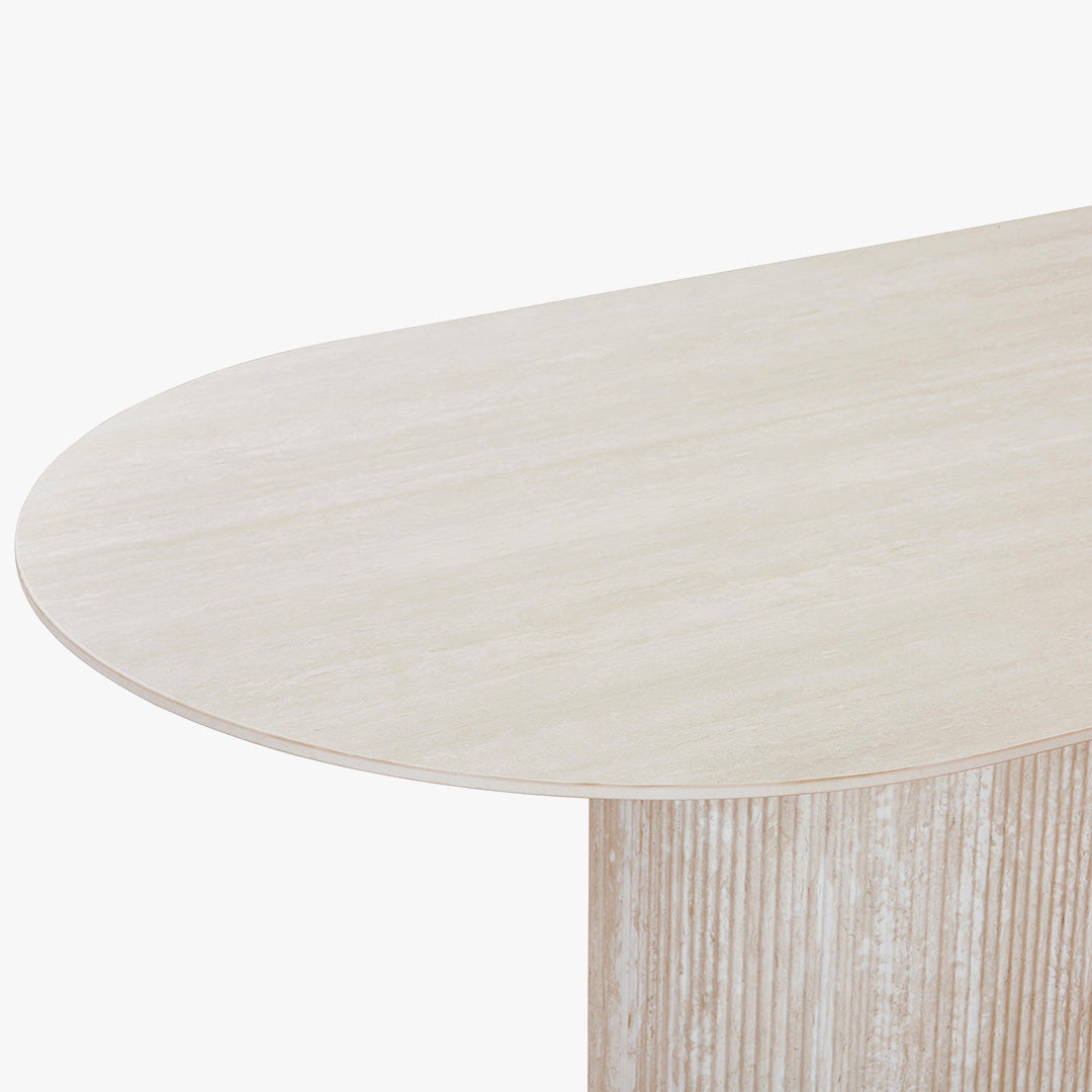 GAEL XL Table à manger ovale en céramique beige 180 cm