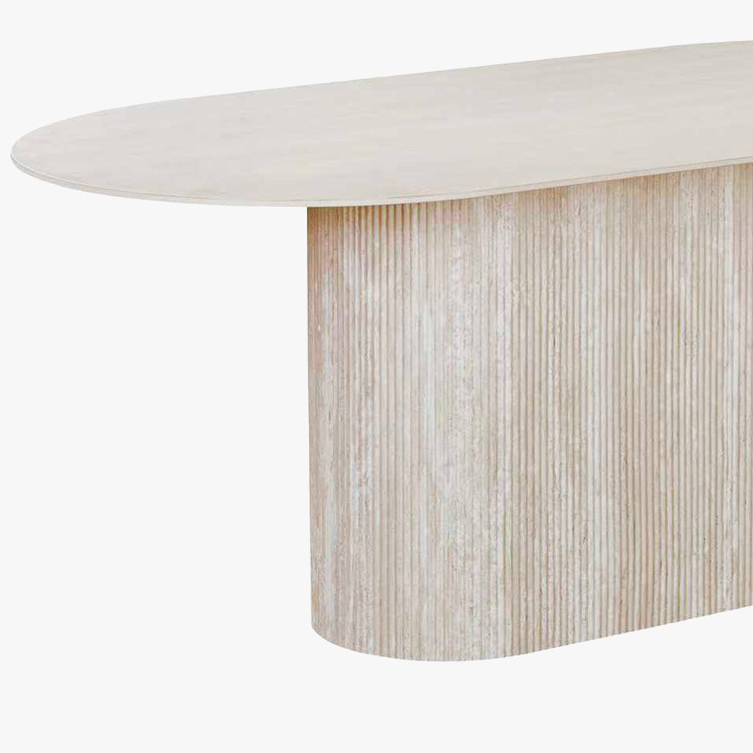 GAEL XL Table à manger ovale en céramique beige 180 cm
