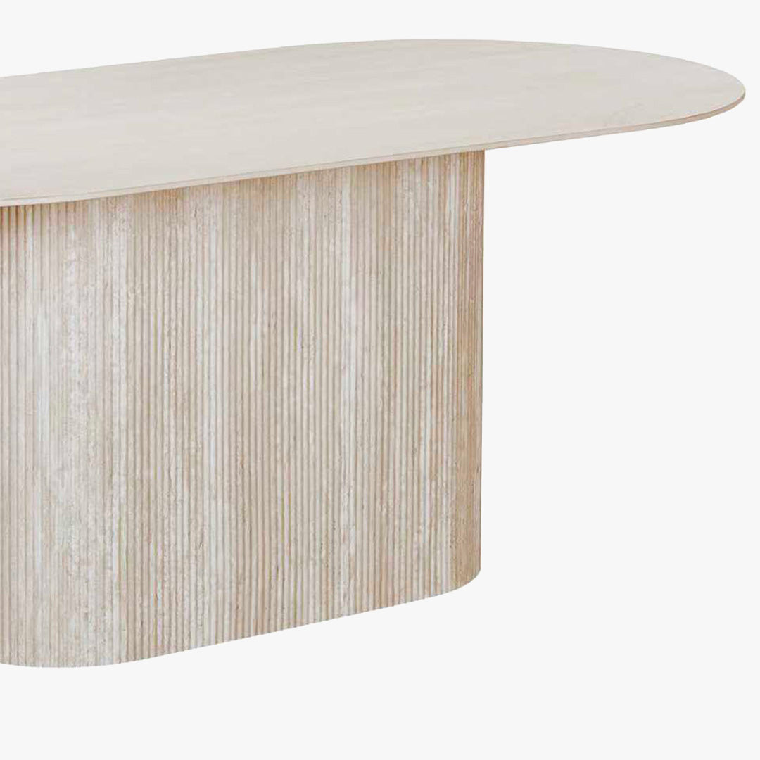GAEL XL Table à manger ovale en céramique beige 180 cm