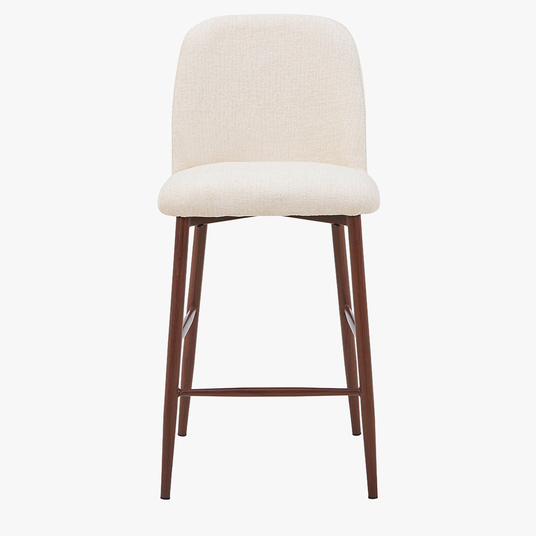 SELIA Lot de 2 tabourets en tissu beige pieds couleur bois foncé