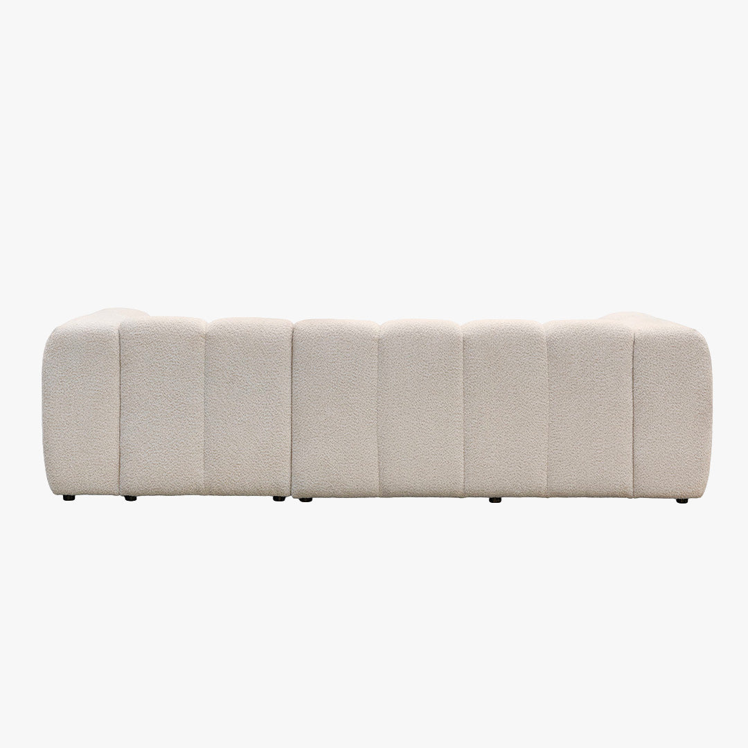 LAYANE Canapé d'angle tissu bouclette beige - Angle droit