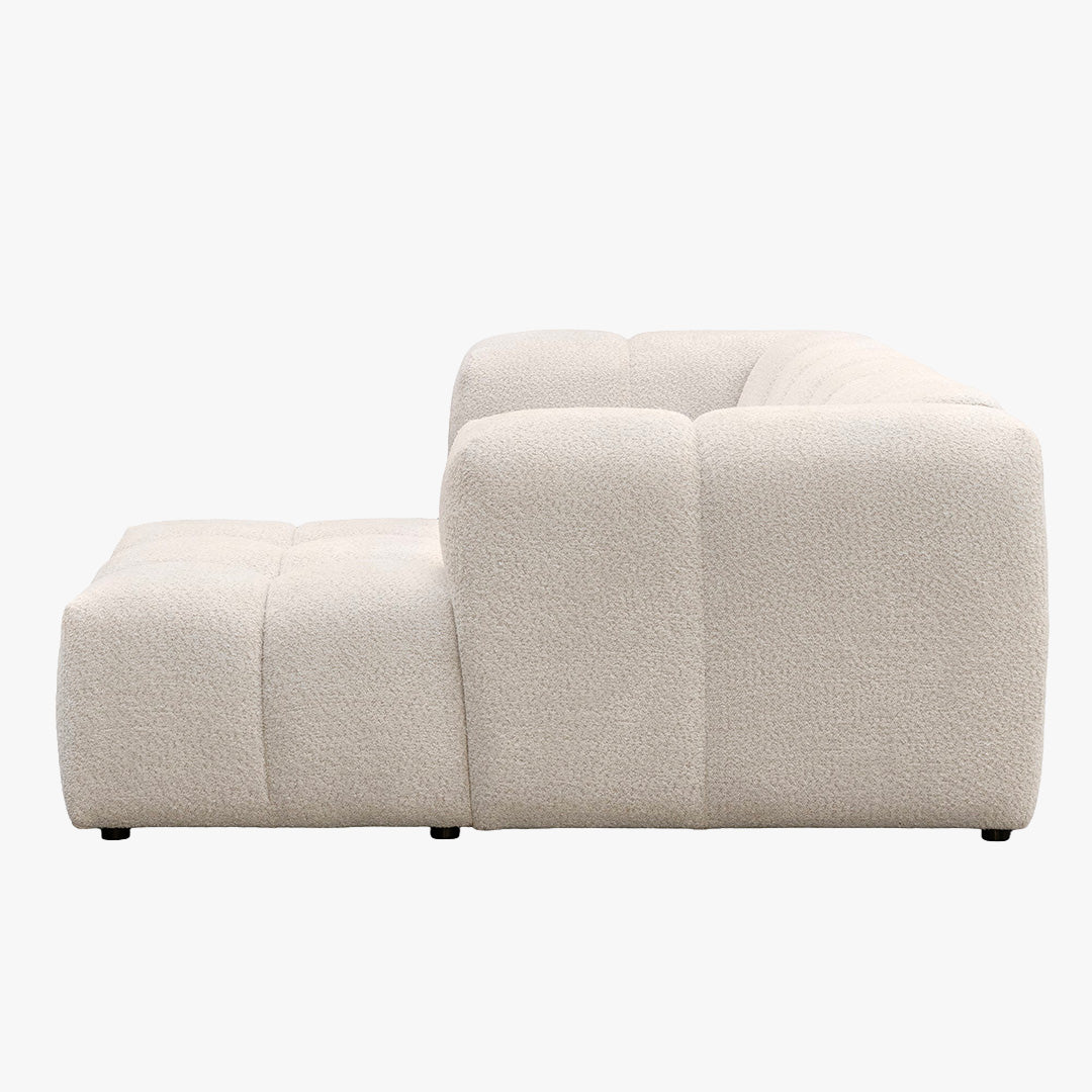LAYANE Canapé d'angle tissu bouclette beige - Angle droit