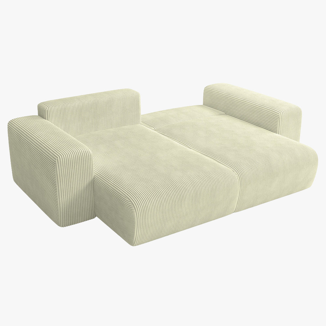 MILEA Canapé d'angle convertible et réversible en velours côtelé beige