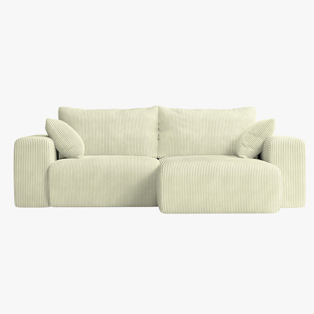 MILEA Canapé d'angle convertible et réversible en velours côtelé beige