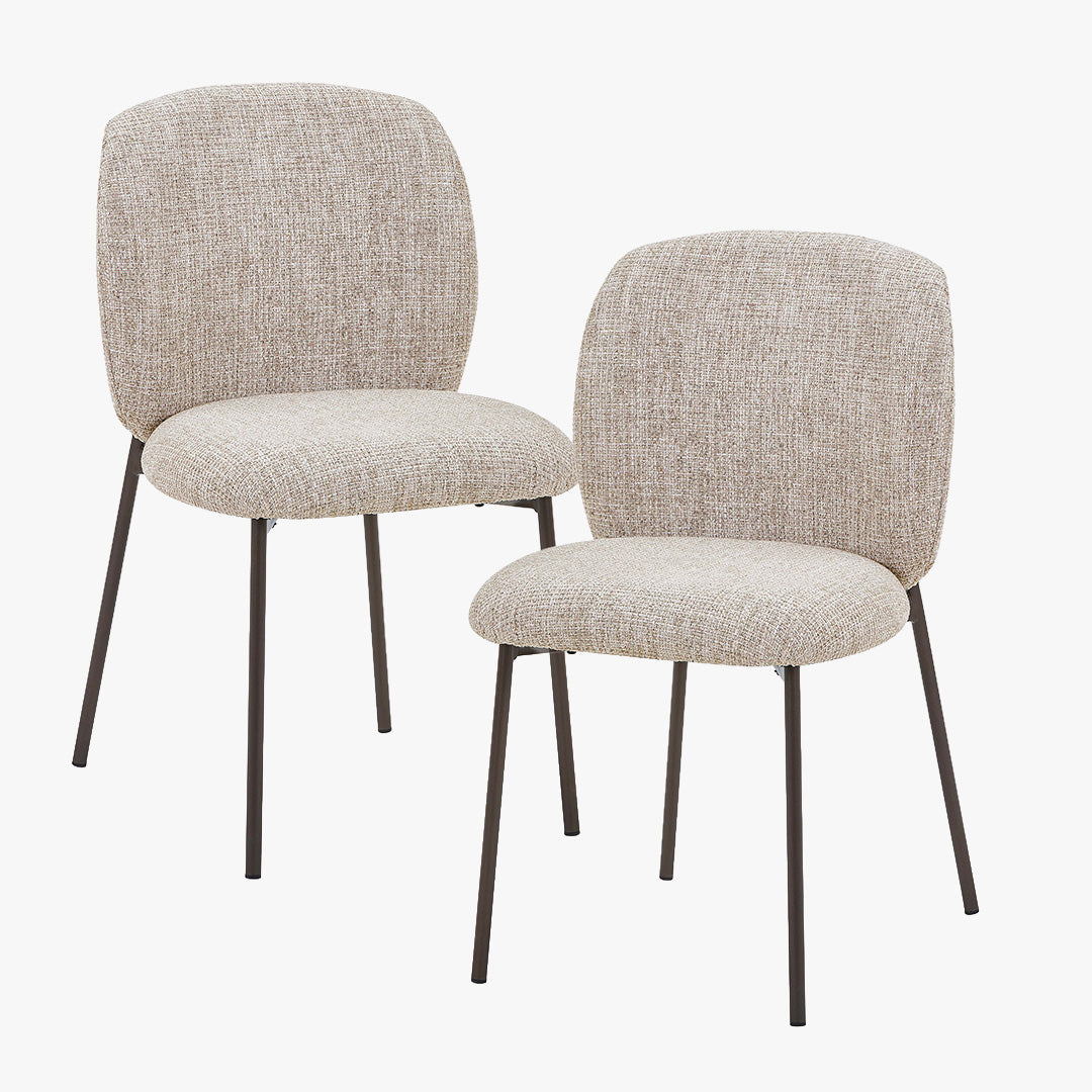 MOGAN Lot de 2 chaises en tissu taupe pieds en métal noir
