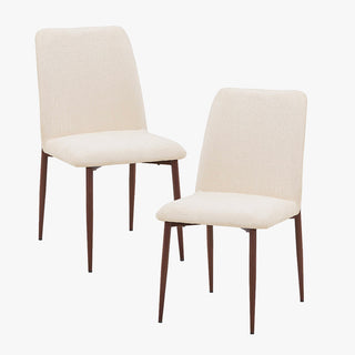 SELIA Lot de 2 chaises en tissu beige pieds couleur bois foncé