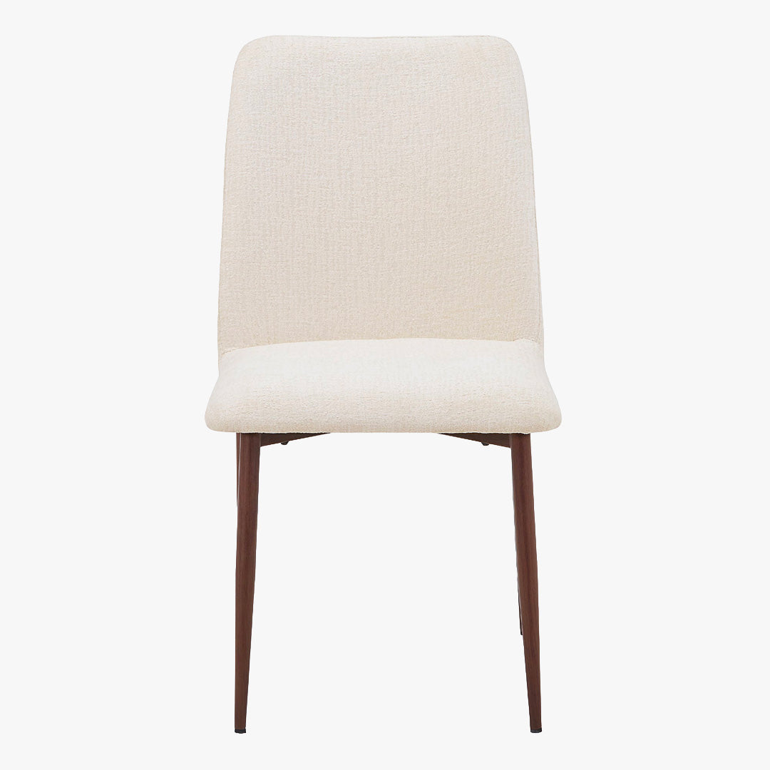 SELIA Lot de 2 chaises en tissu beige pieds couleur bois foncé