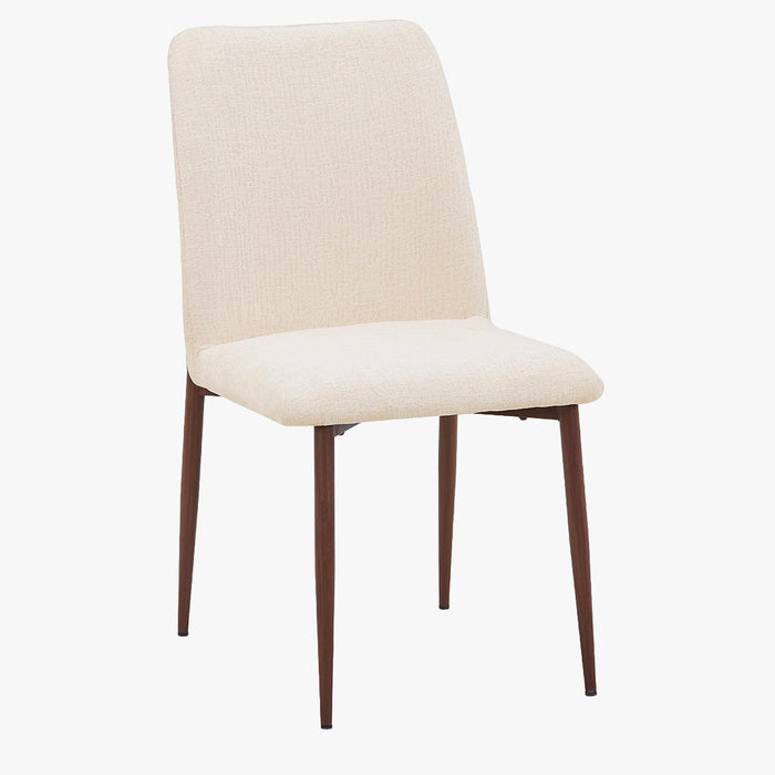 SELIA Lot de 2 chaises en tissu beige pieds couleur bois foncé