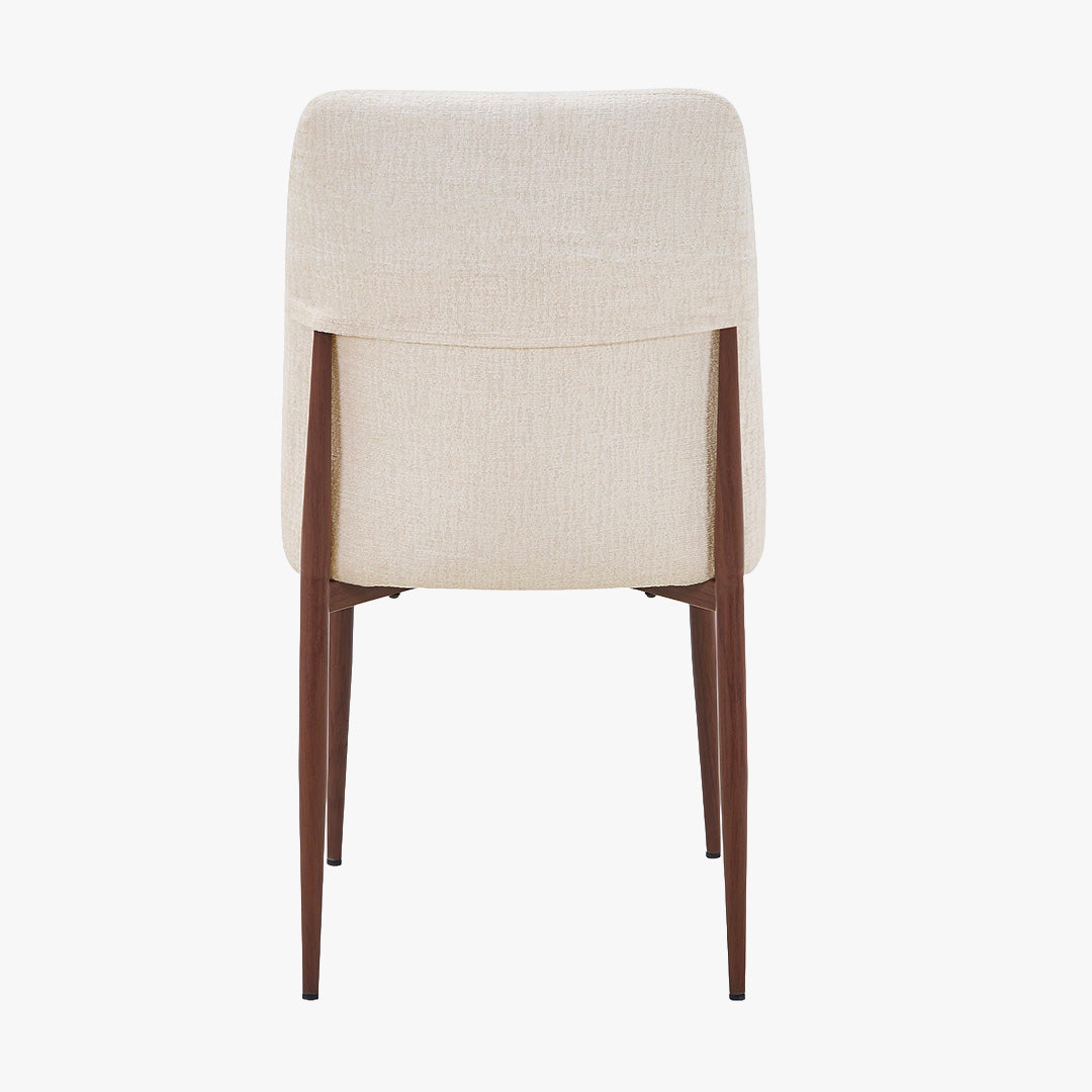 SELIA Lot de 2 chaises en tissu beige pieds couleur bois foncé