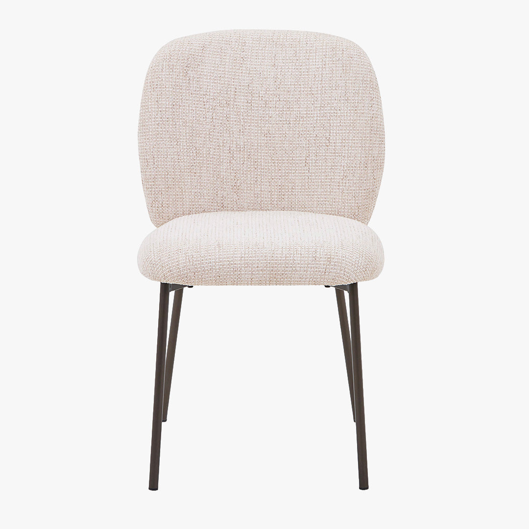MOGAN Lot de 2 chaises en tissu beige pieds en métal noir