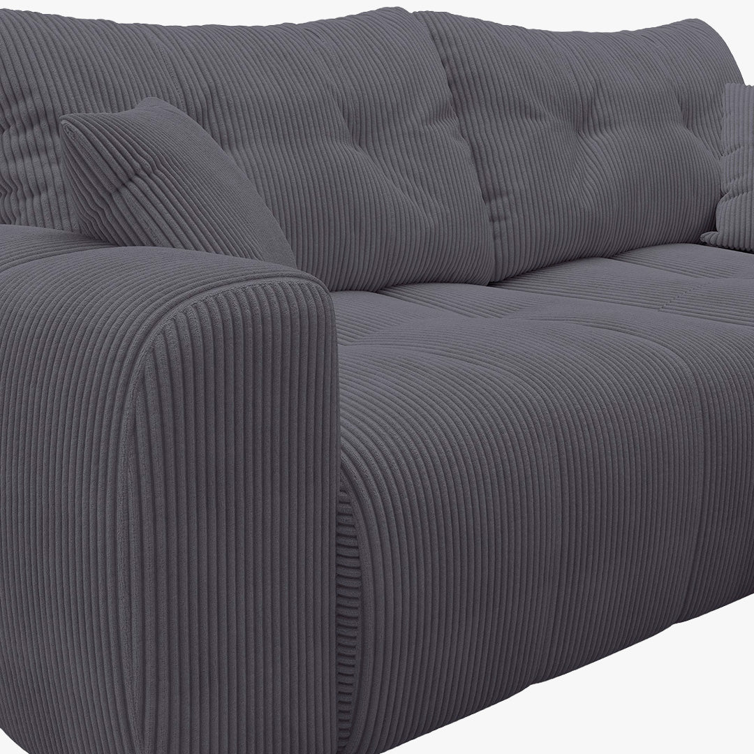 ALYA Canapé d'angle convertible et réversible avec coffre en velours côtelé gris foncé