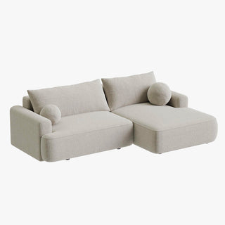 ANAIS Canapé d'angle convertible en tissu bouclette beige foncé- Angle droit