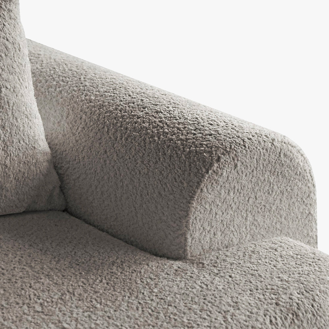 TAYLA Canapé d'angle convertible avec coffre en tissu bouclette beige - Angle gauche