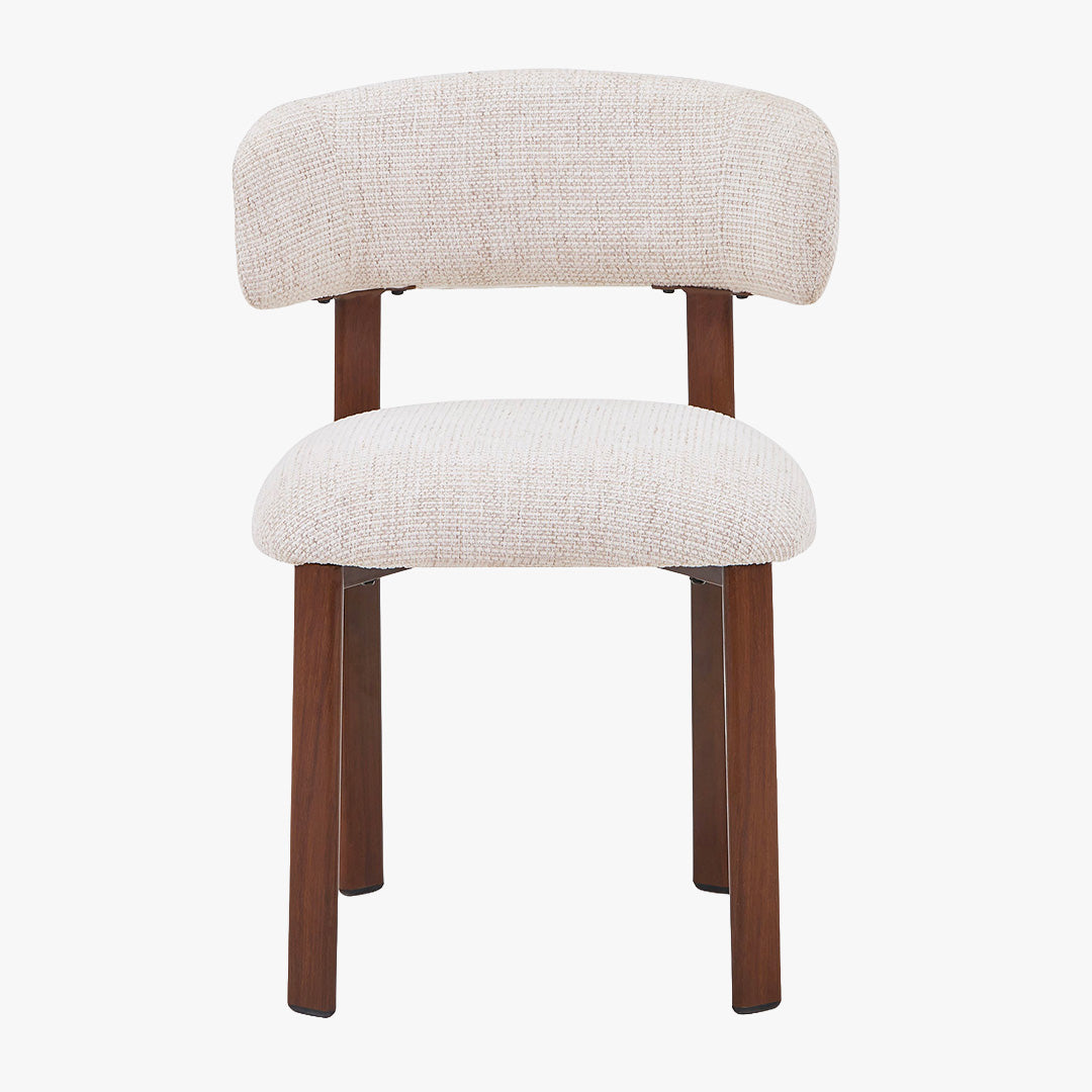 EFILIA Lot de 2 chaises en tissu beige pieds couleur bois foncé