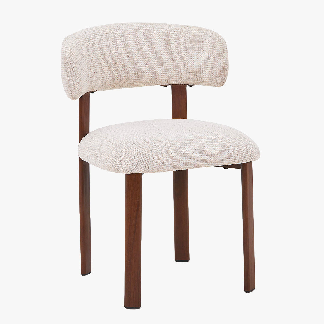 EFILIA Lot de 2 chaises en tissu beige pieds couleur bois foncé