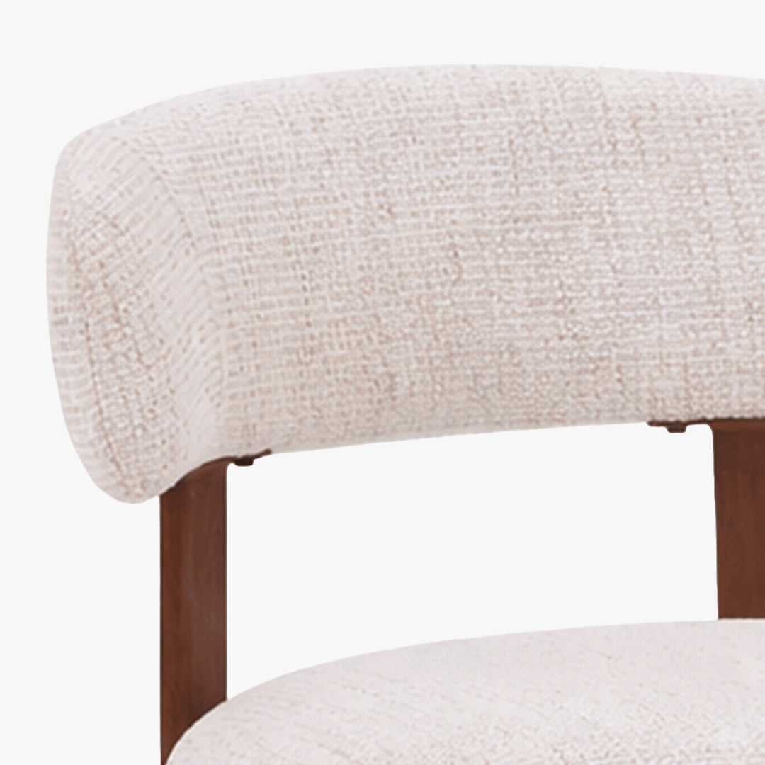 EFILIA Lot de 2 chaises en tissu beige pieds couleur bois foncé