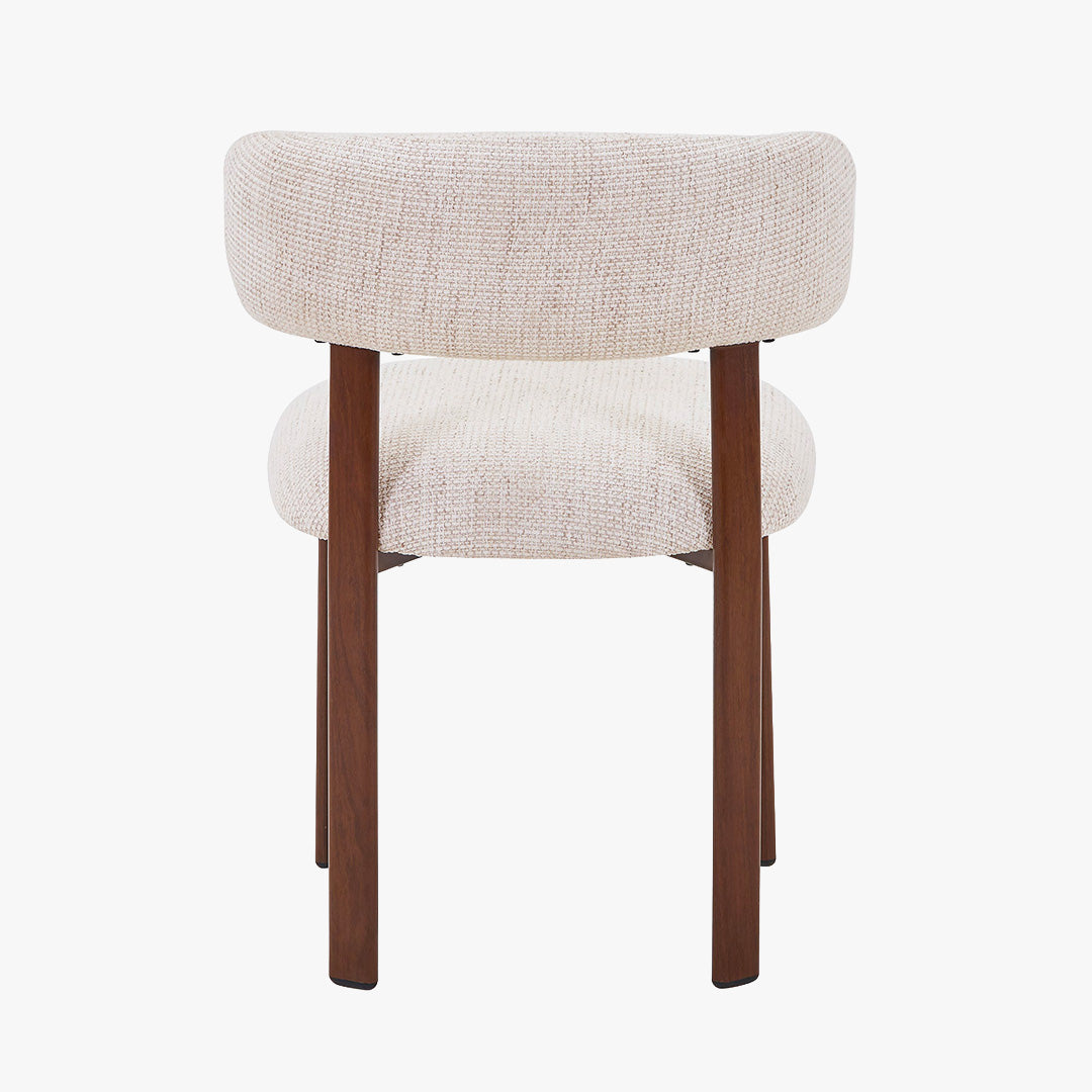EFILIA Lot de 2 chaises en tissu beige pieds couleur bois foncé