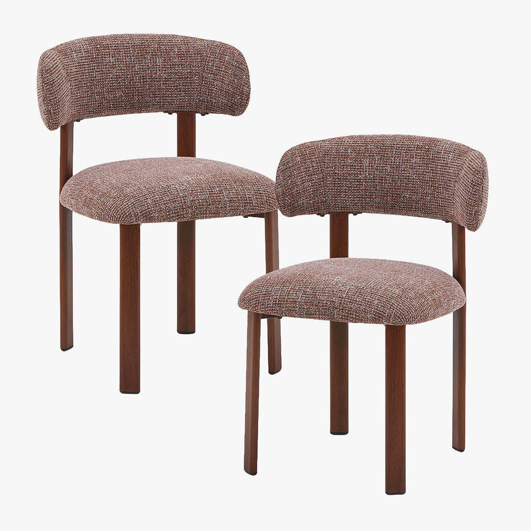 EFILIA Lot de 2 chaises en tissu marron pieds couleur bois foncé