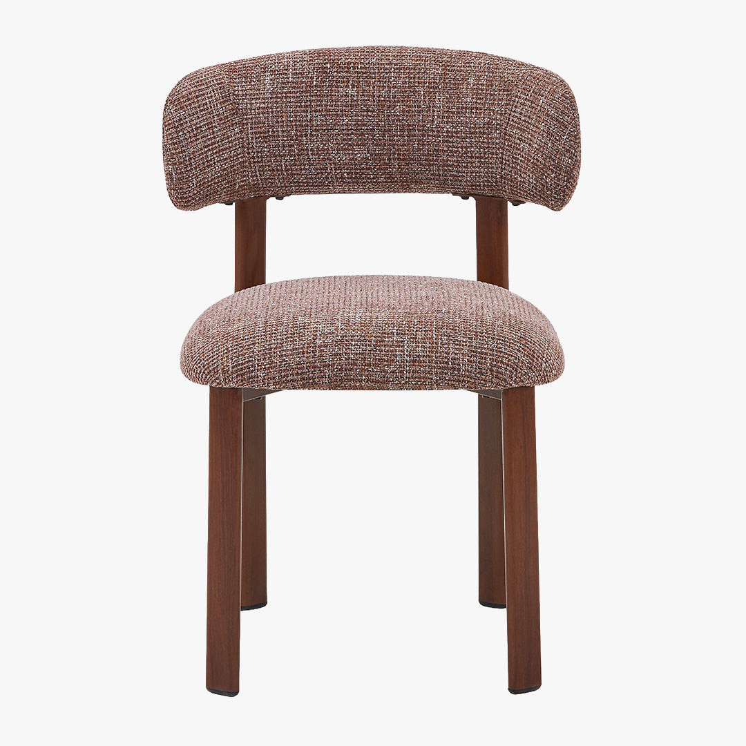 EFILIA Lot de 2 chaises en tissu marron pieds couleur bois foncé
