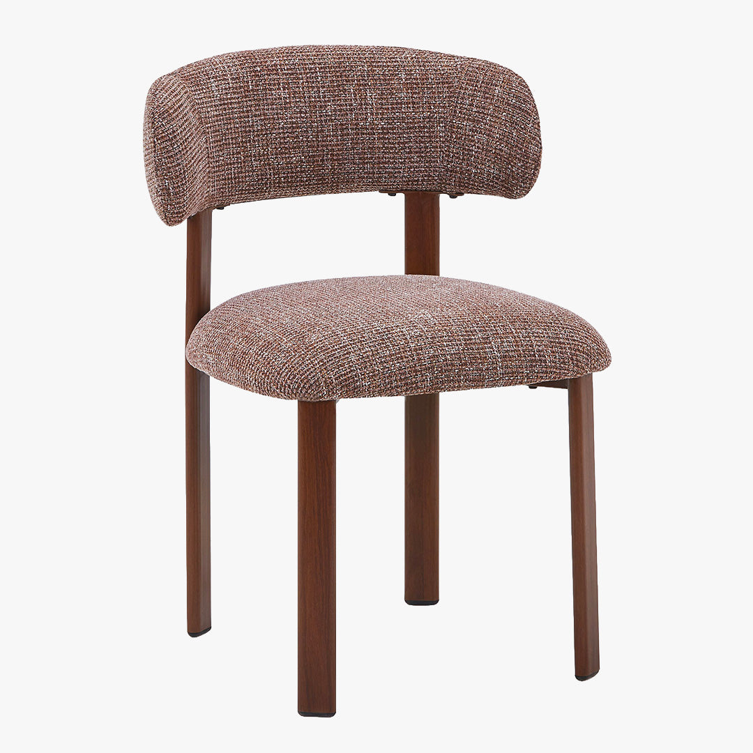 EFILIA Lot de 2 chaises en tissu marron pieds couleur bois foncé