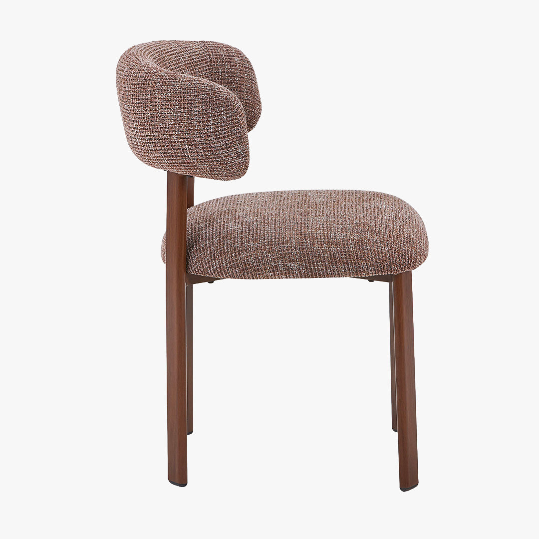 EFILIA Lot de 2 chaises en tissu marron pieds couleur bois foncé