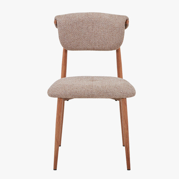 ADRIA Lot de 2 chaises en tissu taupe pieds couleur bois