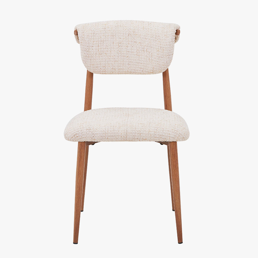 ADRIA Lot de 2 chaises en tissu beige pieds couleur bois