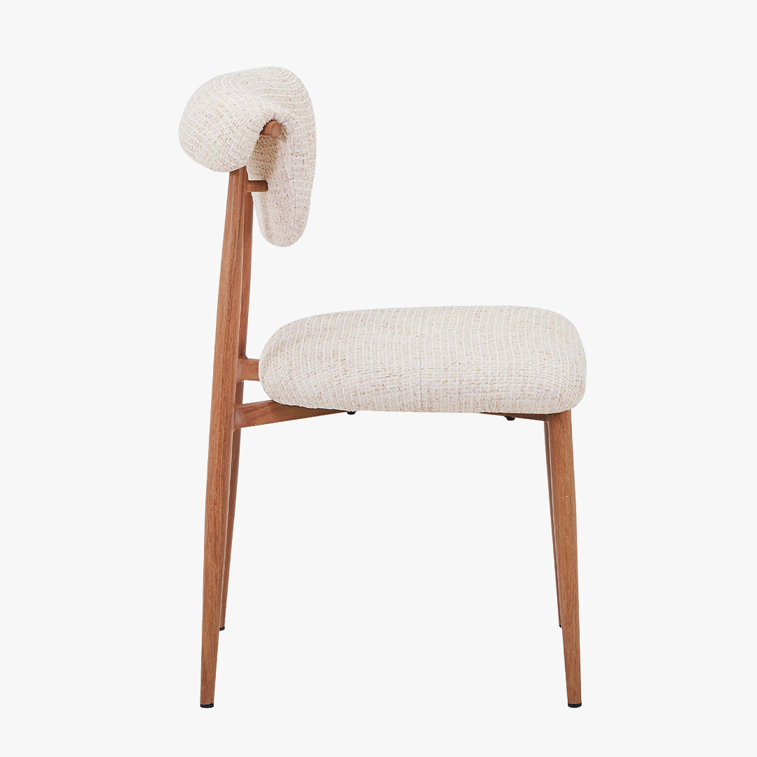 ADRIA Lot de 2 chaises en tissu beige pieds couleur bois