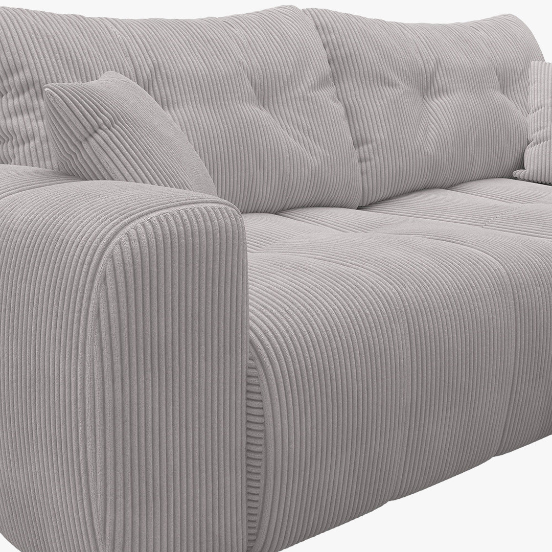 ALYA Canapé d'angle convertible et réversible avec coffre en velours côtelé gris clair
