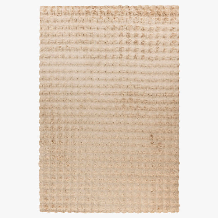 HARMONY Tapis en tissu doux à motif quadrillé beige - 120x170 cm