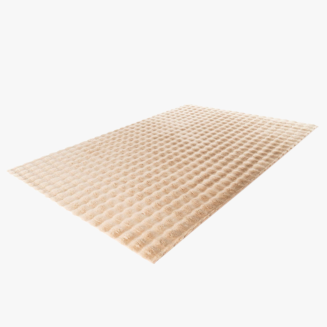 HARMONY Tapis en tissu doux à motif quadrillé beige - 120x170 cm