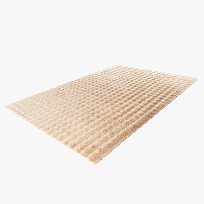 HARMONY Tapis en tissu doux à motif quadrillé beige - 120x170 cm