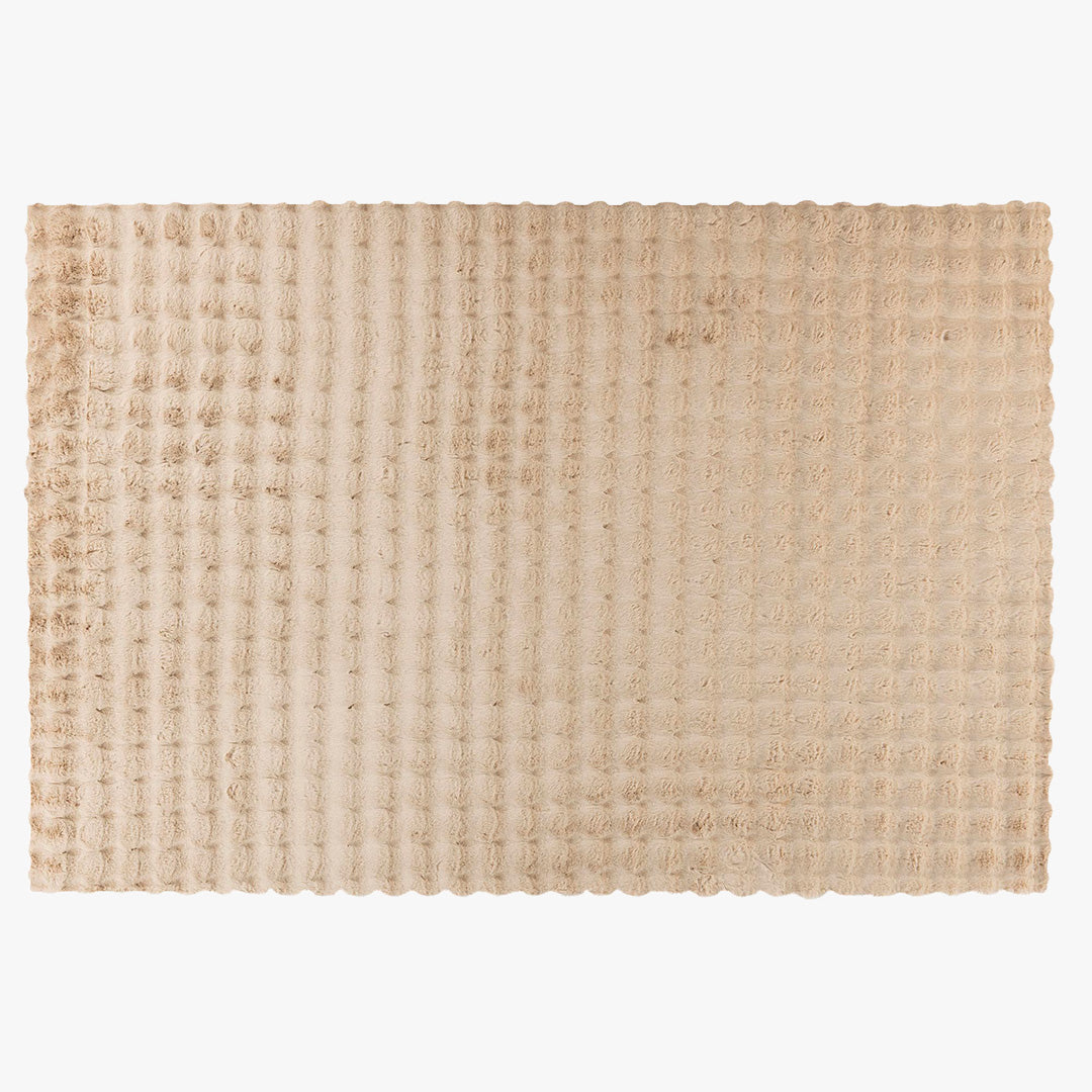 HARMONY Tapis en tissu doux à motif quadrillé beige - 120x170 cm