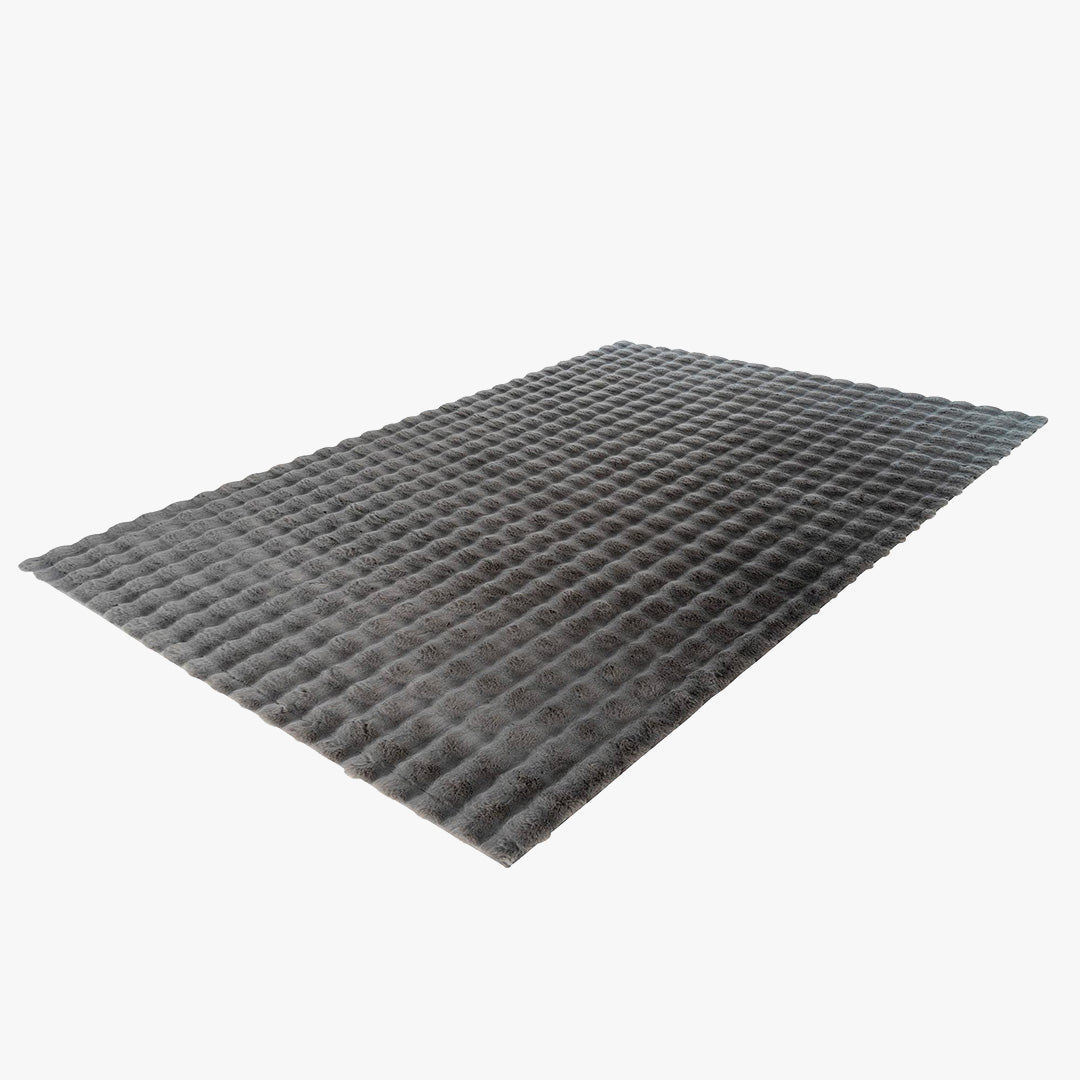 HARMONY Tapis en tissu doux à motif quadrillé gris foncé - 80x150 cm