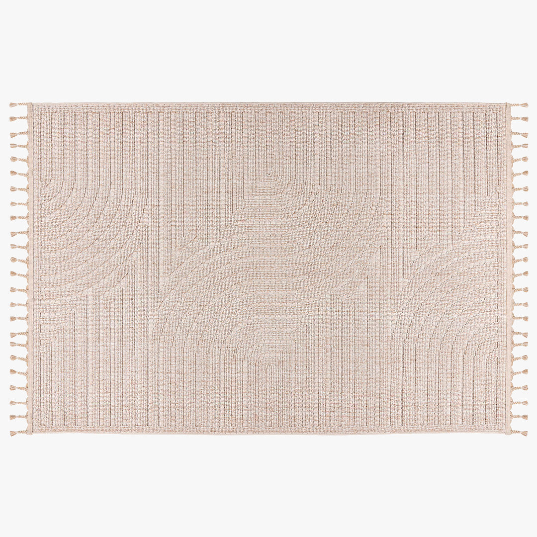 LUXOR 2 Tapis tissé à franges beige - 160x230 cm
