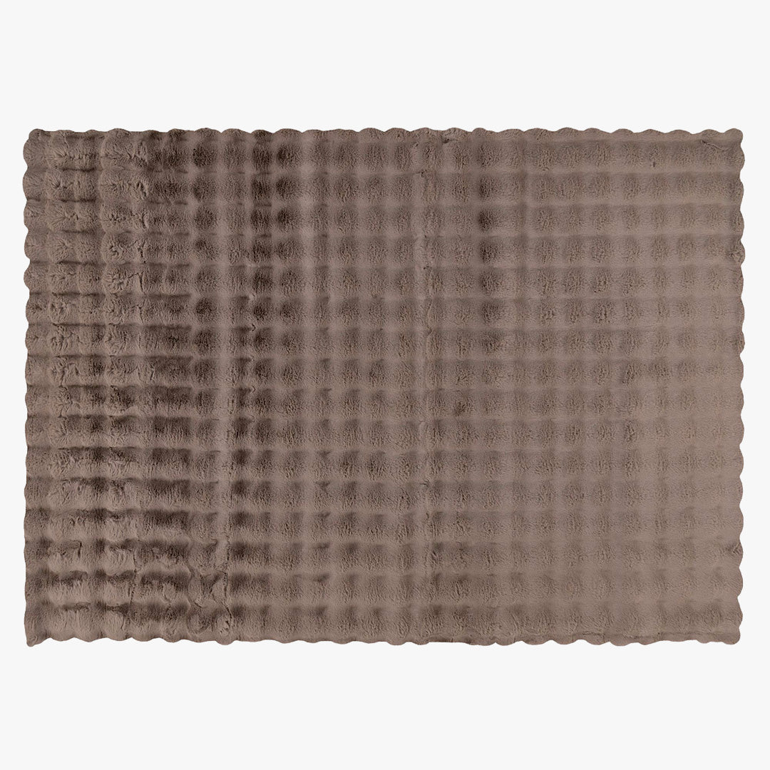 HARMONY Tapis en tissu doux à motif quadrillé taupe - 160x230 cm