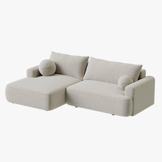 ANAIS Canapé d'angle convertible en tissu bouclette beige foncé- Angle gauche