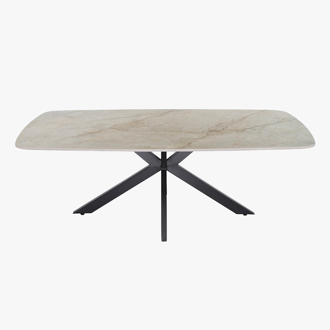 APOLLO Table basse ovale en pierre frittée beige 130 cm
